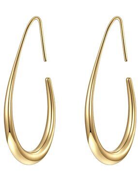 Gold Teardrop Hoop Earrings, Polished Statement Style